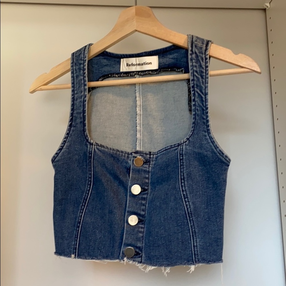 Reformation jean crop top